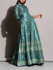 Sage Blue Vasansi Silk Anarkali Gown