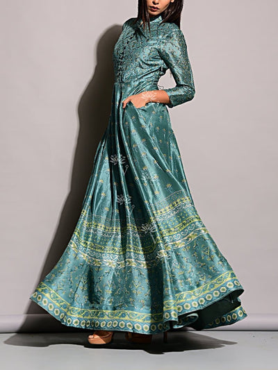 Anarkali, Anarkalis, Printed, Gown, Gowns, Long Dress, Floor Length, Silk