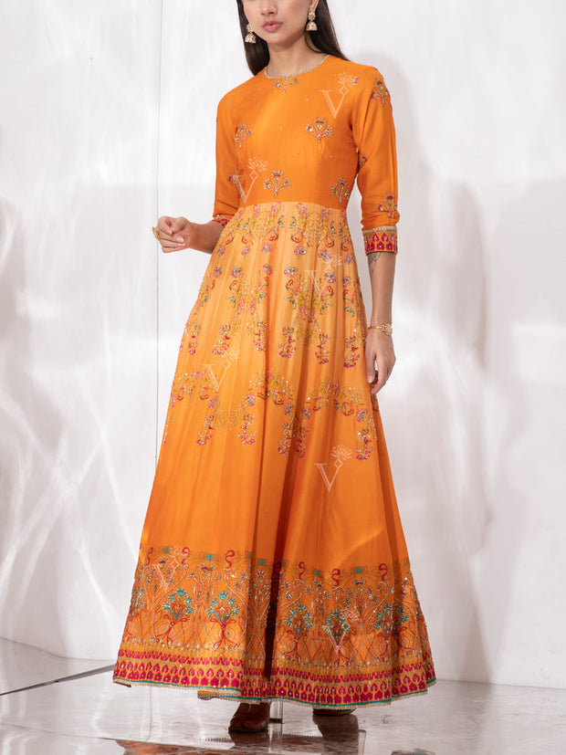 Orange Vasansi Silk Gown