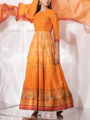 Orange Vasansi Silk Gown