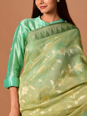 Mint Green Ombre Banarasi Silk Handloom Saree