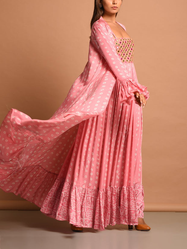 Pink Satin Sharara Set