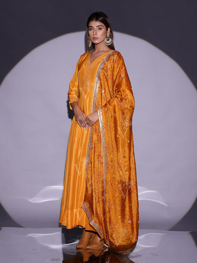 Yellow Vasansi Silk Anarkali Suit Set