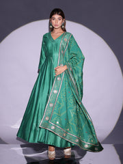 Green Vasansi Silk Anarkali Suit Set