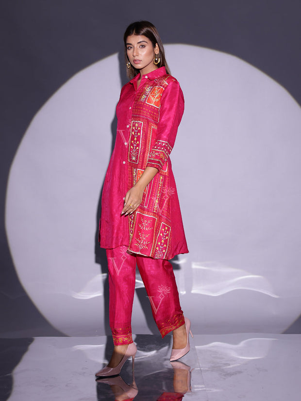 Ruby Pink Vasansi Silk Co-Ord Set