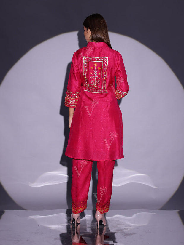 Ruby Pink Vasansi Silk Co-Ord Set