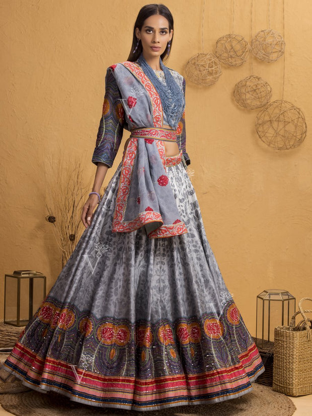 Lehenga, Lehengas, Navratri, Navratra, Traditional Outfit, Traditional Wear, Silk, Printed, Handcrafted, Patola, Ombre, Shaded