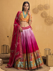 Lehenga, Lehengas, Navratri, Navratra, Traditional Outfit, Traditional Wear, Silk, Printed, Handcrafted, Patola, Ombre, Shaded